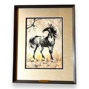 Original Antique Painting of Standing Horse by  Xu Beihong